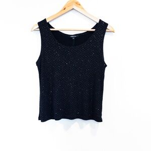 Onxy Nite Y2K Black Bodycon Shimmer Club Going Out Top Stretch Tank Large